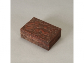 寿山石雕双龙戏珠纹印盒