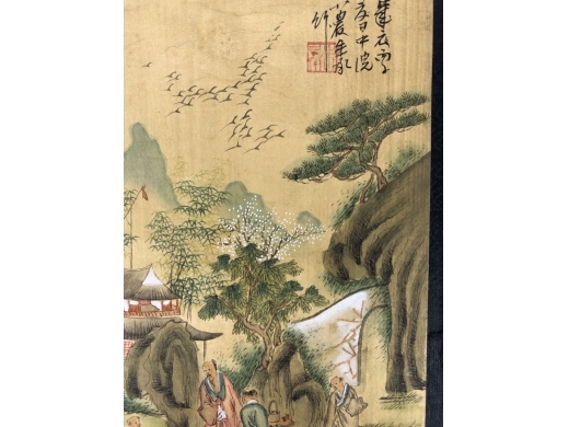 绢本设色山水人物册页