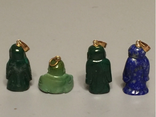 各式青金，松石，孔雀石，琢小佛4件