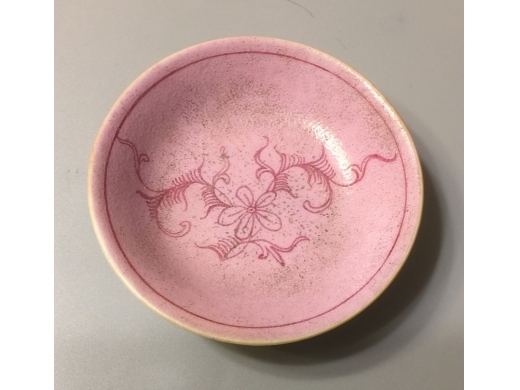 胭脂紅花卉小盤