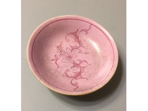 胭脂紅花卉小盤