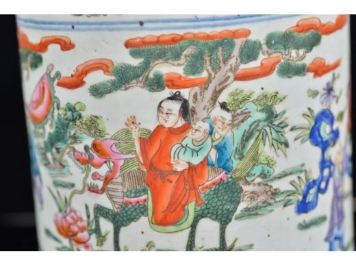 粉彩蓝料 人物故事大罐