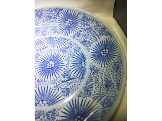 青花铁线描花卉大盘