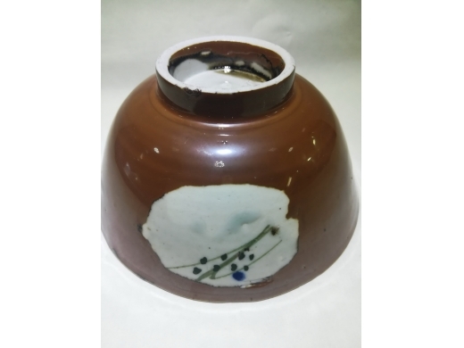 褐釉 开窗花卉碗