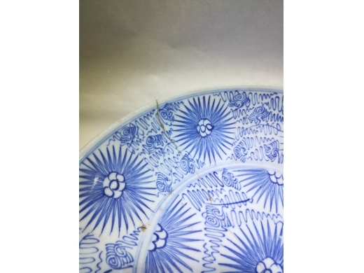 青花铁线描花卉大盘