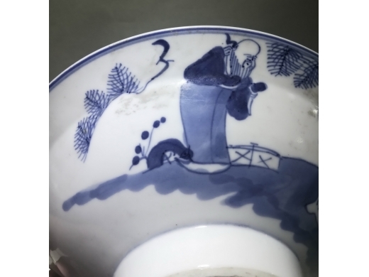 青花福禄寿喜四星高足碗