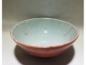 矾红留白兰花小茶碗