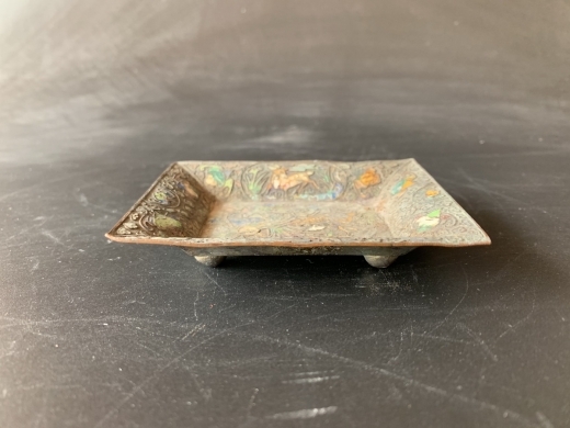 铜洋瓷花卉长方形碟