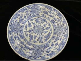 青花花卉盘