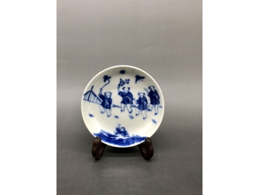 青花五子登科小碟
