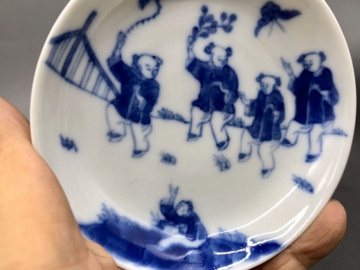 青花五子登科小碟