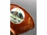 酱地开光粉彩山水纹茶盏