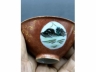酱地开光粉彩山水纹茶盏
