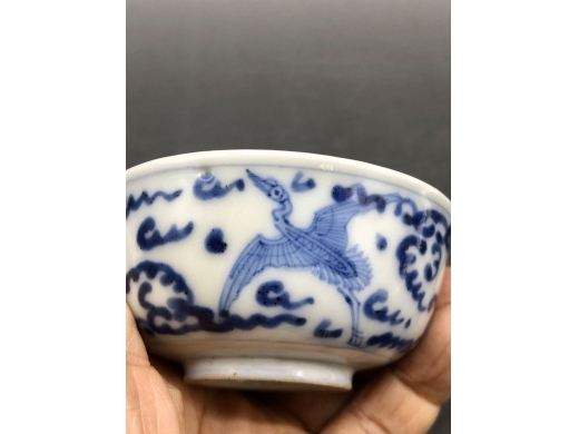 青花云鹤纹茶盏