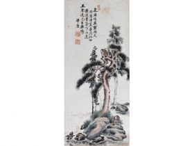 李禅唐《花鸟扇面（带框)》