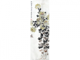 田登五《战地黄花分外香（带框)  菊花》