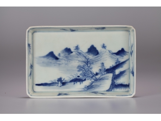 青花方盘