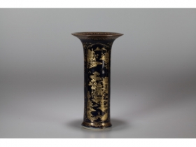蓝釉描金山水楼阁觚