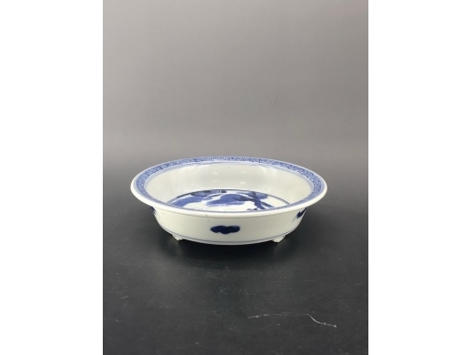 青花松鹿纹折沿洗