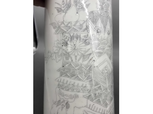 刻瓷博古清供帽筒