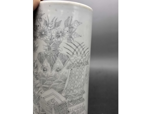 刻瓷博古清供帽筒