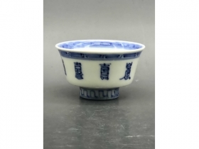 青花寿字纹茶盏