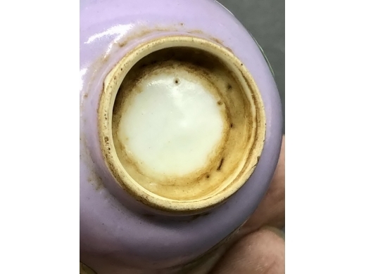 天蓝地粉彩皮球花茶盏