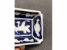 青花蓝地白花凤纹长方倭角碟