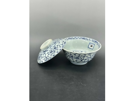 青花淡描冰梅大盖碗