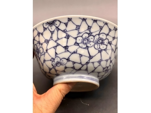 青花淡描冰梅大盖碗