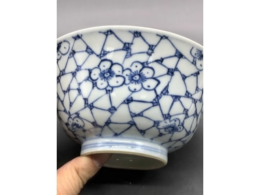 青花淡描冰梅大盖碗