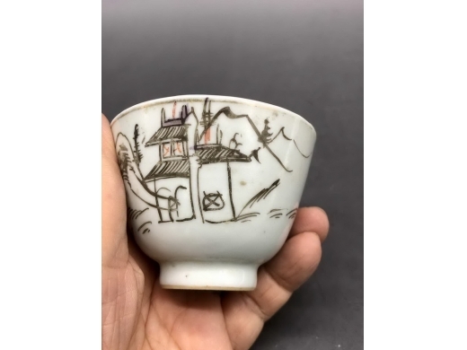 墨彩山水纹茶盏