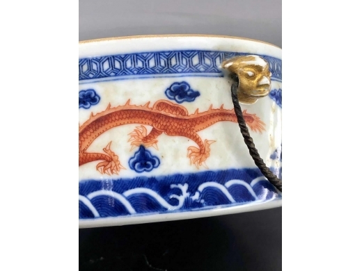 青花矾红云龙纹笔洗