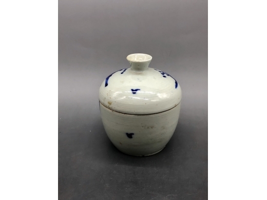 青花人物盖缸
