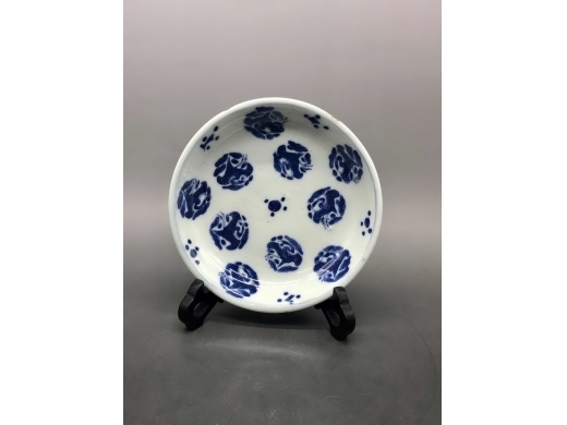 青花团鹤纹盘