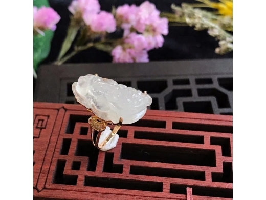 2号18K高冰貔貅戒指