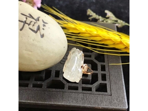 2号18K高冰貔貅戒指