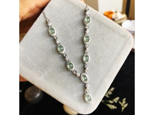 5号银镶玻璃种项链