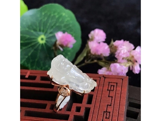 2号18K高冰貔貅戒指