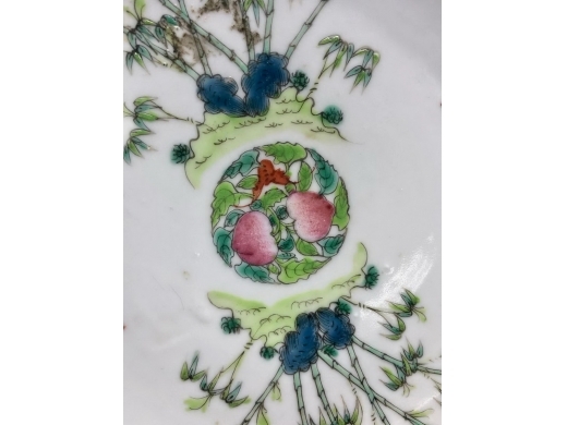 粉彩石竹诗文盘