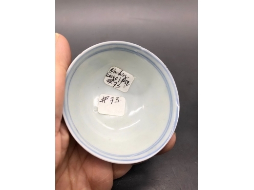 青花加彩山水纹杯碟