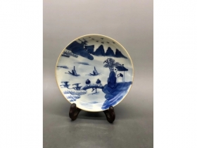 青花山水纹盘