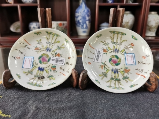 粉彩竹纹盘（2件）