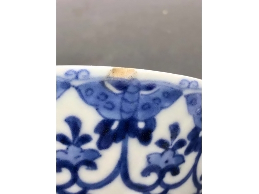 青花花蝶璎珞纹斗笠茶盏