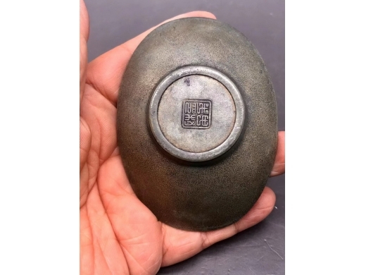 纯锡元宝型茶托一对