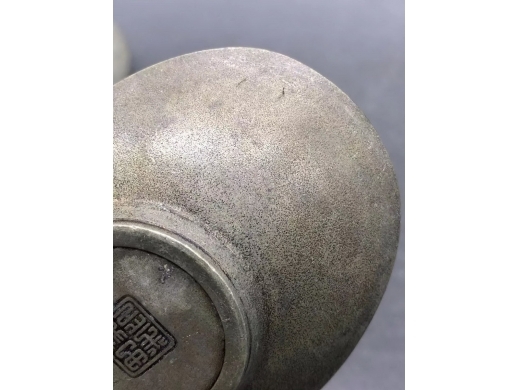纯锡元宝型茶托一对