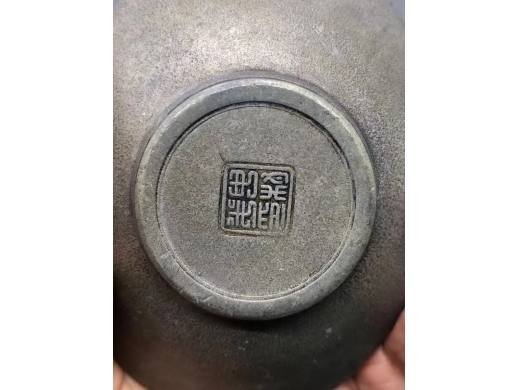 纯锡元宝型茶托一对