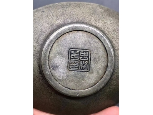 纯锡元宝型茶托一对