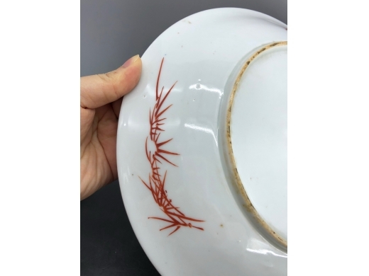 胭脂地料彩花卉纹大盘