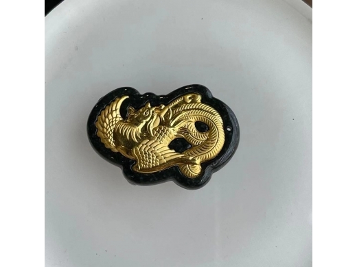 46墨翠千足金凤牌